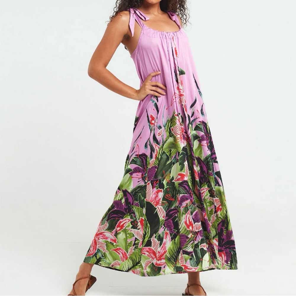 Sigal Long Open Back Dress Havaiian Lily